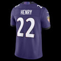 B.Ravens #22 Derrick Henry Purple Vapor F.U.S.E. Sewn Down Limited Stitched Football American Jersey