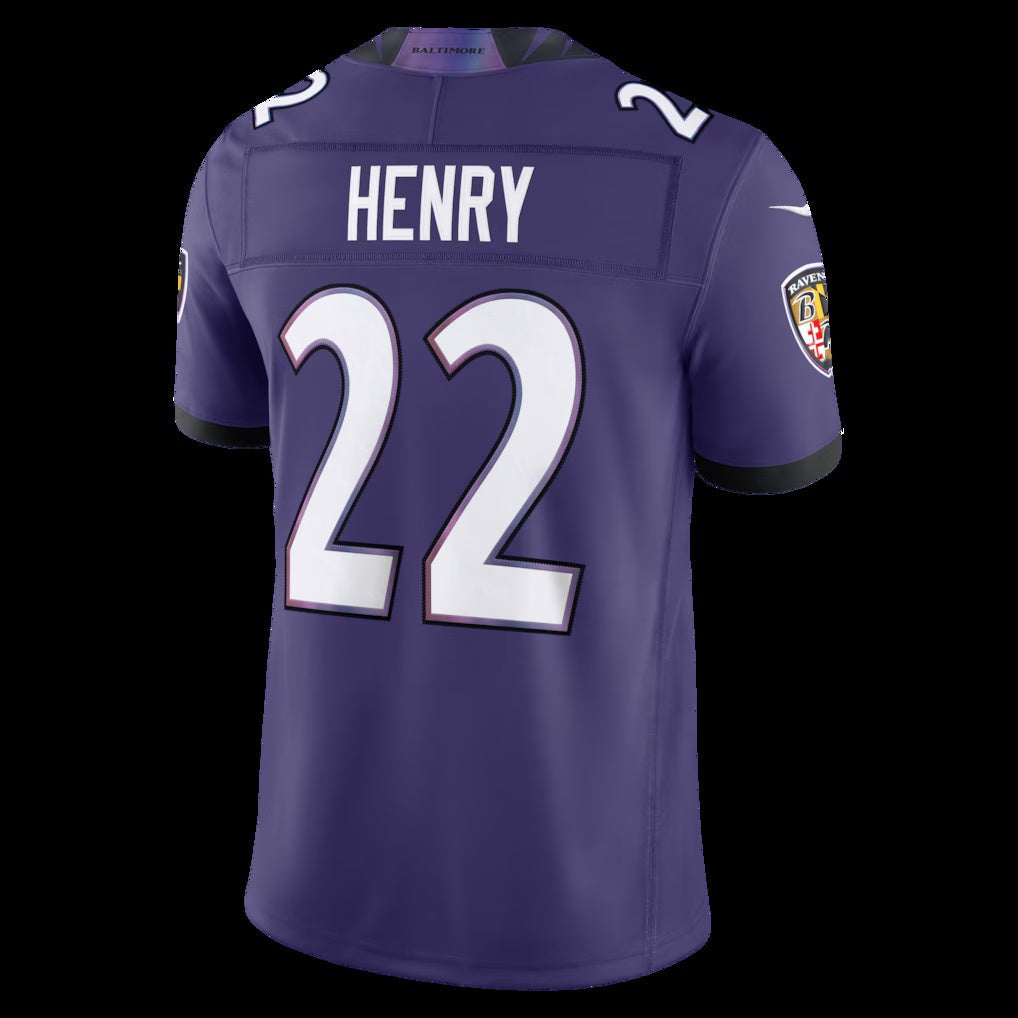 B.Ravens #22 Derrick Henry Purple Vapor F.U.S.E. Sewn Down Limited Stitched Football American Jersey