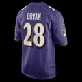B.Ravens #28 Taven Bryan Purple Team Game Stitched Football American Jersey