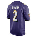 B.Ravens #2 Nate Wiggins Purple Player Game Stitched Football American Jersey