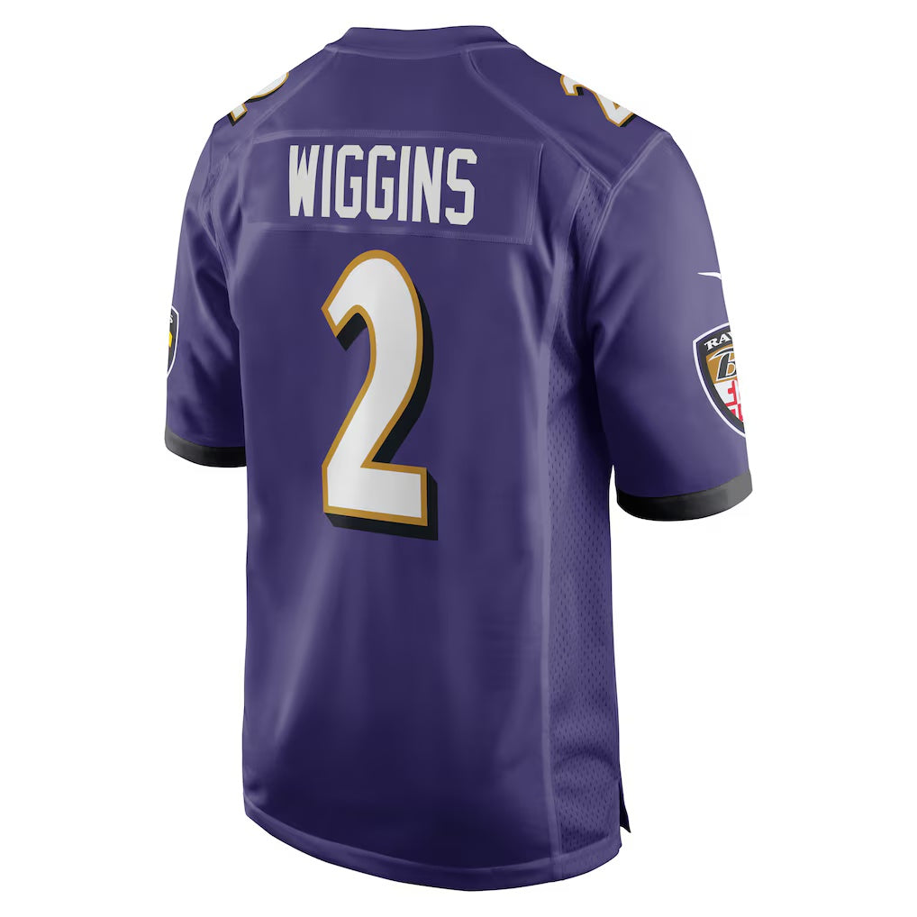 B.Ravens #2 Nate Wiggins Purple Player Game Stitched Football American Jersey