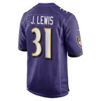 B.Ravens #31 Jamal Lewis Purple Game Retired Player Stitched Football American Jersey
