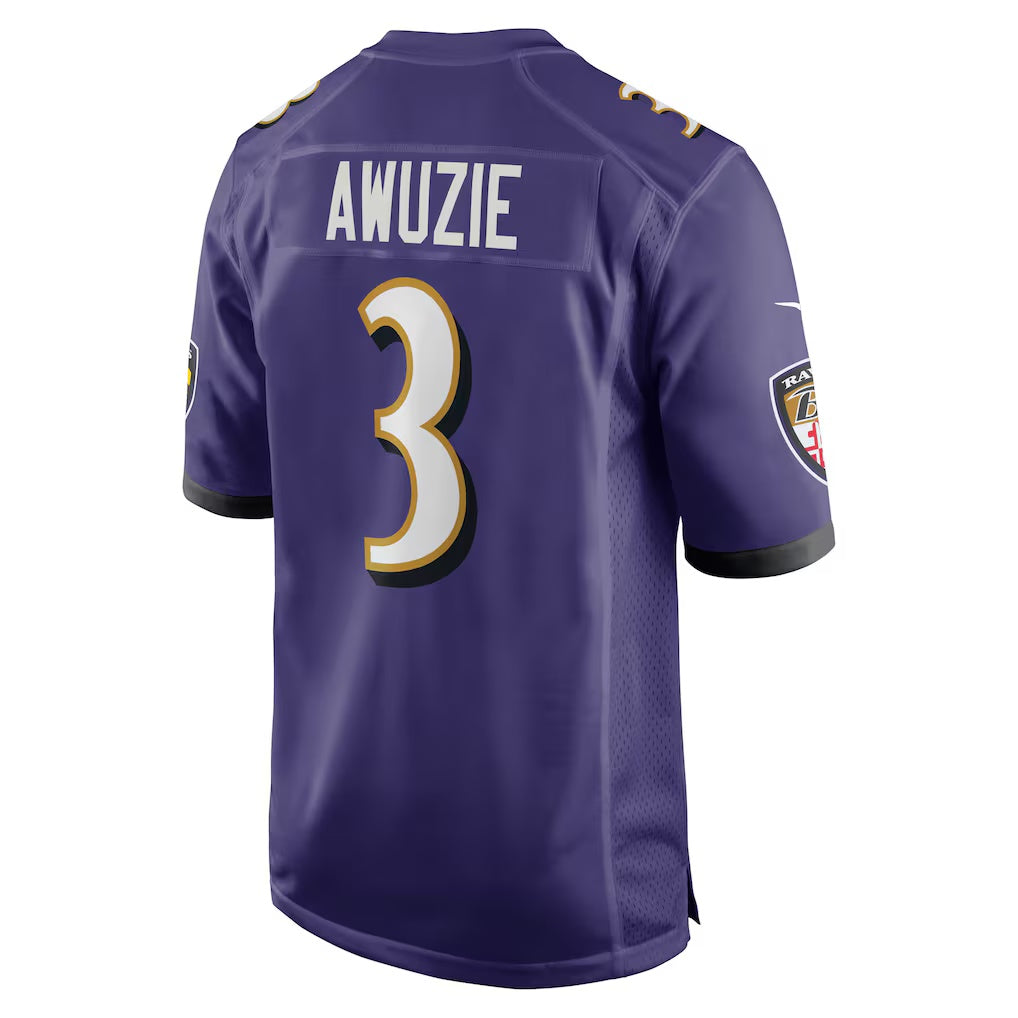 B.Ravens #3 Chidobe Awuzie Purple Team Game Stitched Football American Jersey