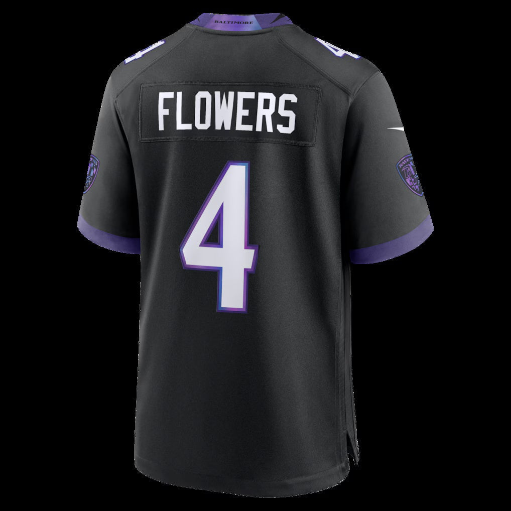 B.Ravens #4 Zay Flowers Black Alternate Game Stitched Football American Jersey