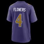B.Ravens #4 Zay Flowers Purple Alternate Game Stitched Football American Jersey
