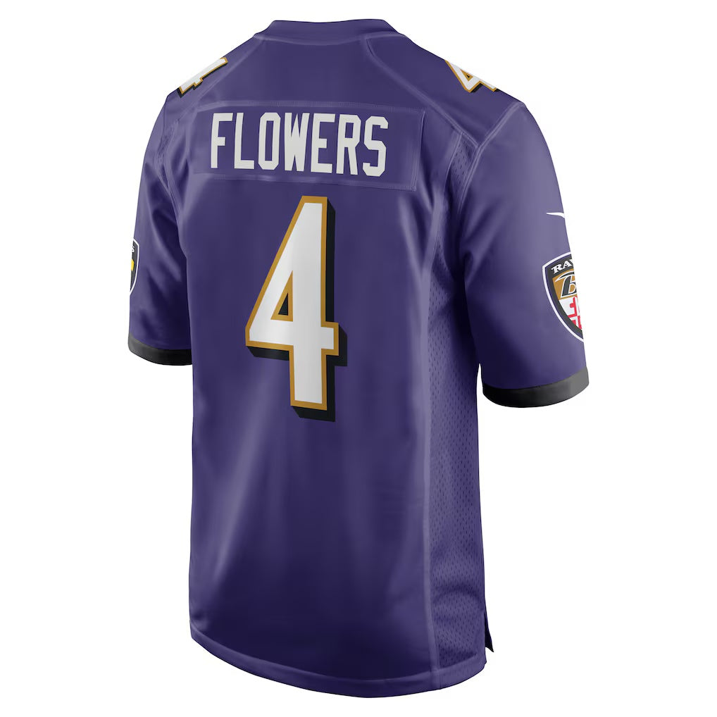 B.Ravens #4 Zay Flowers Purple Game Stitched Football American Jersey