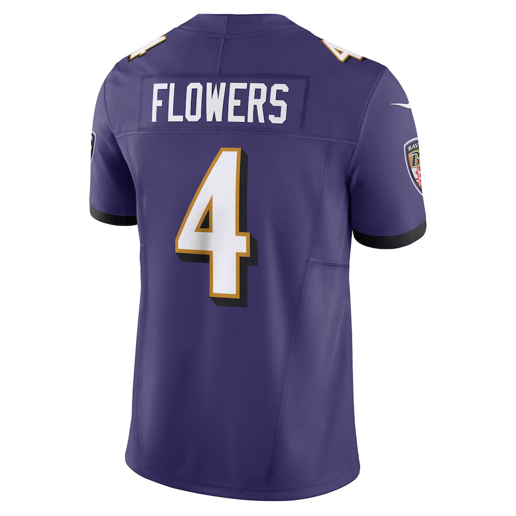 B.Ravens #4 Zay Flowers Purple Vapor F.U.S.E. Limited Stitched Football American Jersey