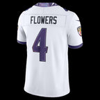 B.Ravens #4 Zay Flowers White Vapor F.U.S.E. Sewn Down Limited Stitched Football American Jersey