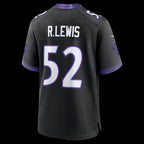 B.Ravens #52 Ray Lewis Black Alternate Retired Player Game Stitched Football American Jersey