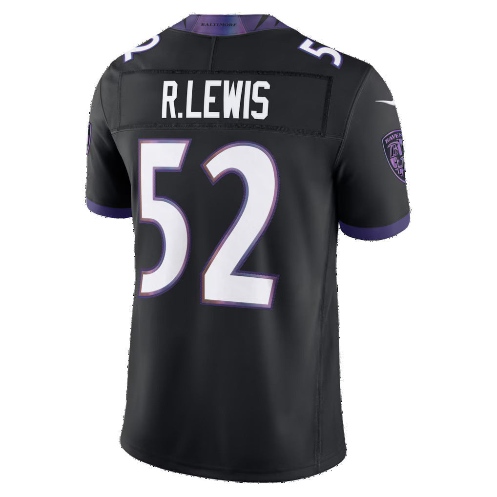 B.Ravens #52 Ray Lewis Black Alternate Vapor F.U.S.E. Stitched Retired Player Limited Football Jersey