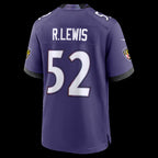 B.Ravens #52 Ray Lewis Purple Team Retired Player Game Stitched Football American Jersey