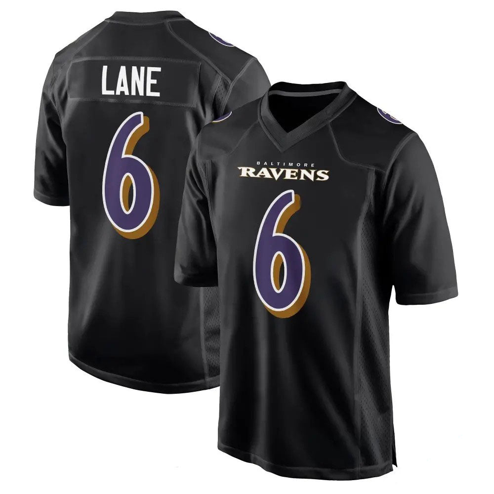 B.Ravens #6 Ja'Kobi Lane Black Game Carbon Stitched American Football Jerseys