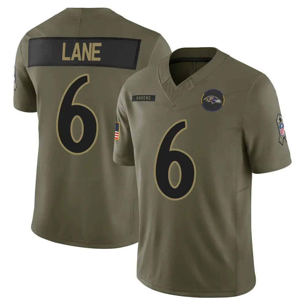 B.Ravens #6 Ja'Kobi Lane Olive 2025 Salute to Service Limited Stitched American Football Jerseys