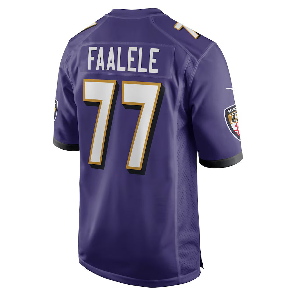 B.Ravens #77 Daniel Faalele Purple Player Game Stitched Football American Jersey