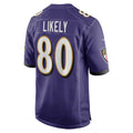 B.Ravens #80 Isaiah Likely Purple Player Game Stitched Football American Jersey