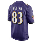 B.Ravens #83 LaJohntay Wester Purple Team Game Stitched Football American Jersey