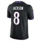 B.Ravens #8 Lamar Jackson Black Alternate Alternate Vapor F.U.S.E. Stitched Limited Football Jersey