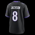 B.Ravens #8 Lamar Jackson Black Alternate Game Stitched Football American Jersey