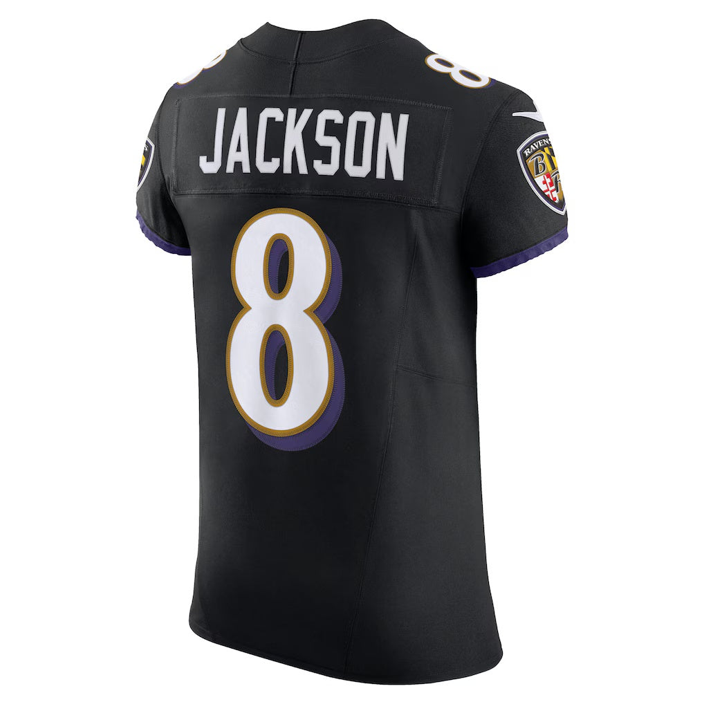 B.Ravens #8 Lamar Jackson Black Alternate Vapor F.U.S.E. Elite Stitched Football American Jersey