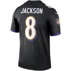 B.Ravens #8 Lamar Jackson Black Legend Player Performance Top Stitched Football American Jersey