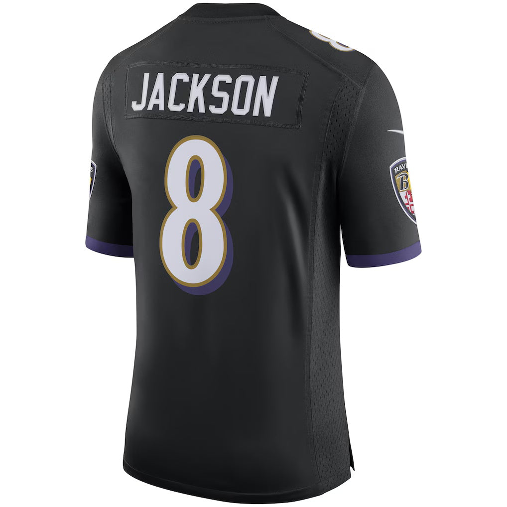 B.Ravens #8 Lamar Jackson Black Speed Machine Limited Stitched Football American Jersey