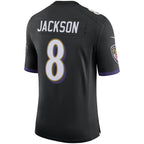 B.Ravens #8 Lamar Jackson Black Speed Machine Limited Stitched Football American Jersey
