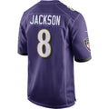B.Ravens #8 Lamar Jackson Purple Game Stitched Football American Jersey