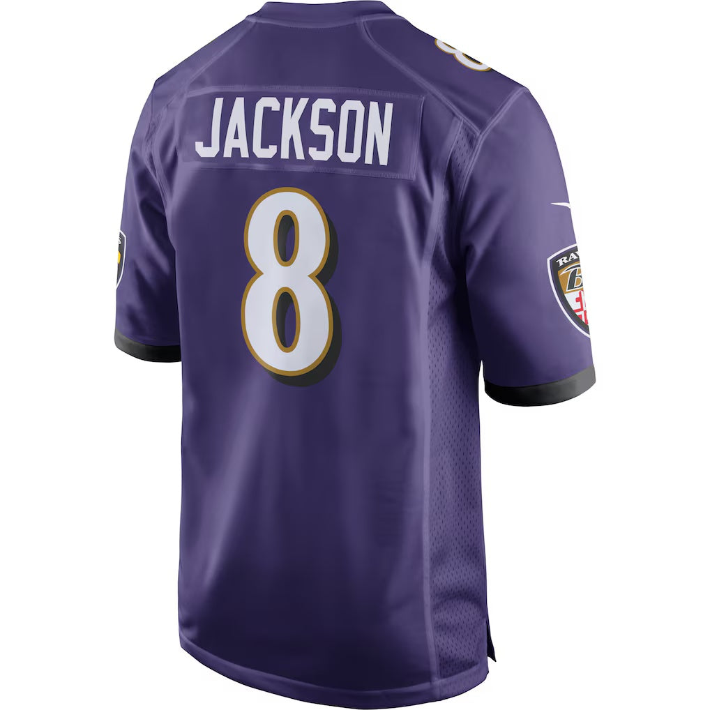 B.Ravens #8 Lamar Jackson Purple Game Stitched Football American Jersey