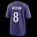 B.Ravens #8 Lamar Jackson Purple Team Game Stitched Football American Jersey