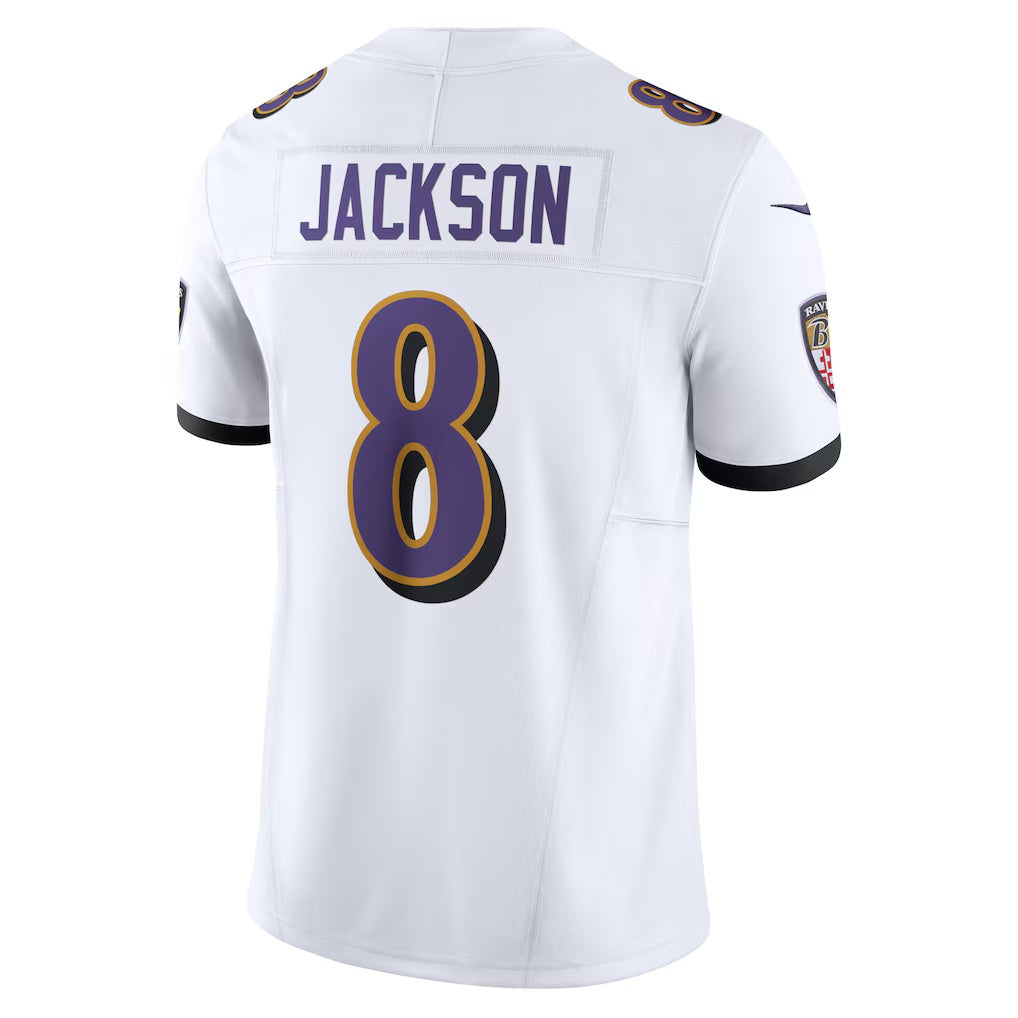 Lamar Jackson Ravens #8 White Vapor F.U.S.E. Limited Stitched Football Jersey