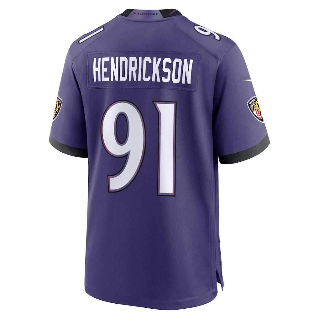B.Ravens #91 Trey Hendrickson Purple Team Game Stitched Football American Jersey