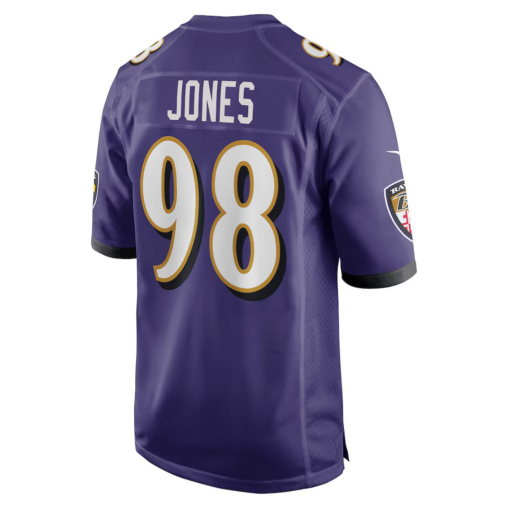 B.Ravens #98 Travis Jones Purple Player Game Stitched Football American Jersey