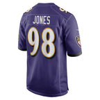 B.Ravens #98 Travis Jones Purple Player Game Stitched Football American Jersey