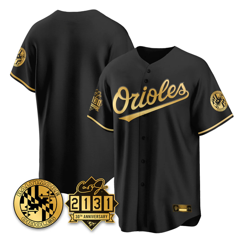 Baltimore Orioles Black Gold 30th Anniversary of 2131 Home Game Blank Player Stitched Baseball Jersey