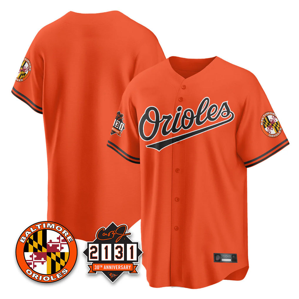 Baltimore Orioles Orange 30th Anniversary of 2131 Home Game Blank Player Stitched Baseball Jersey