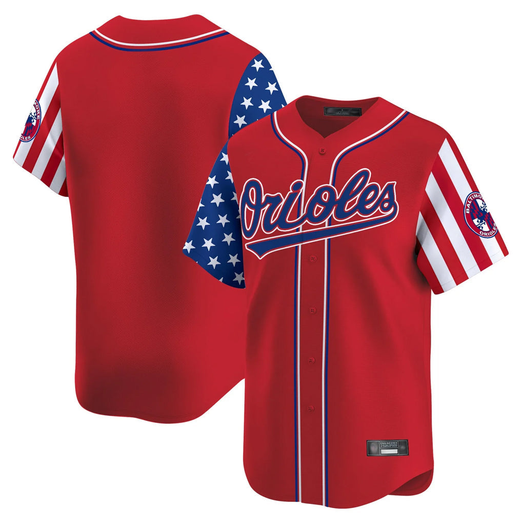 Baltimore Orioles Red Independence Day Vapor Premier Limited Home Game Blank Player Stitched Baseball Jersey