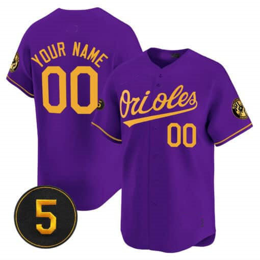 Baltimore Orioles Robinson Patch Vapor Premier Limited Custom Jersey â€?Purple Gold Baseball Jersey