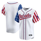 Baltimore Orioles White Independence Day Vapor Premier Home Game Blank Player Stitched Baseball Jersey