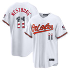 Baltimore Orioles #11 Jordan Westburg Player White USA 250 Fourth of July Home Game Stitched Baseball Jersey