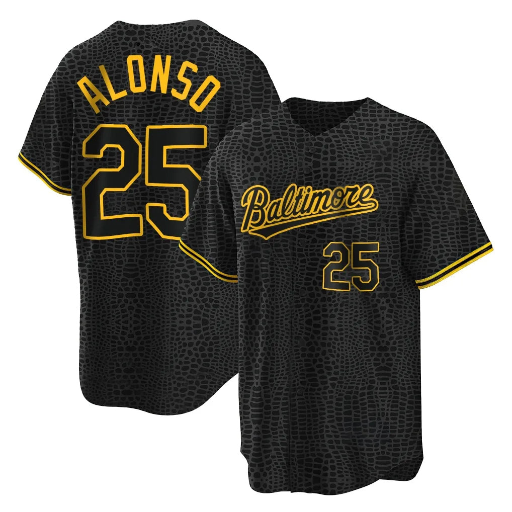 Baltimore Orioles #25 Pete Alonso Player Black Snake Skin City Home Game Stitched Baseball Jersey