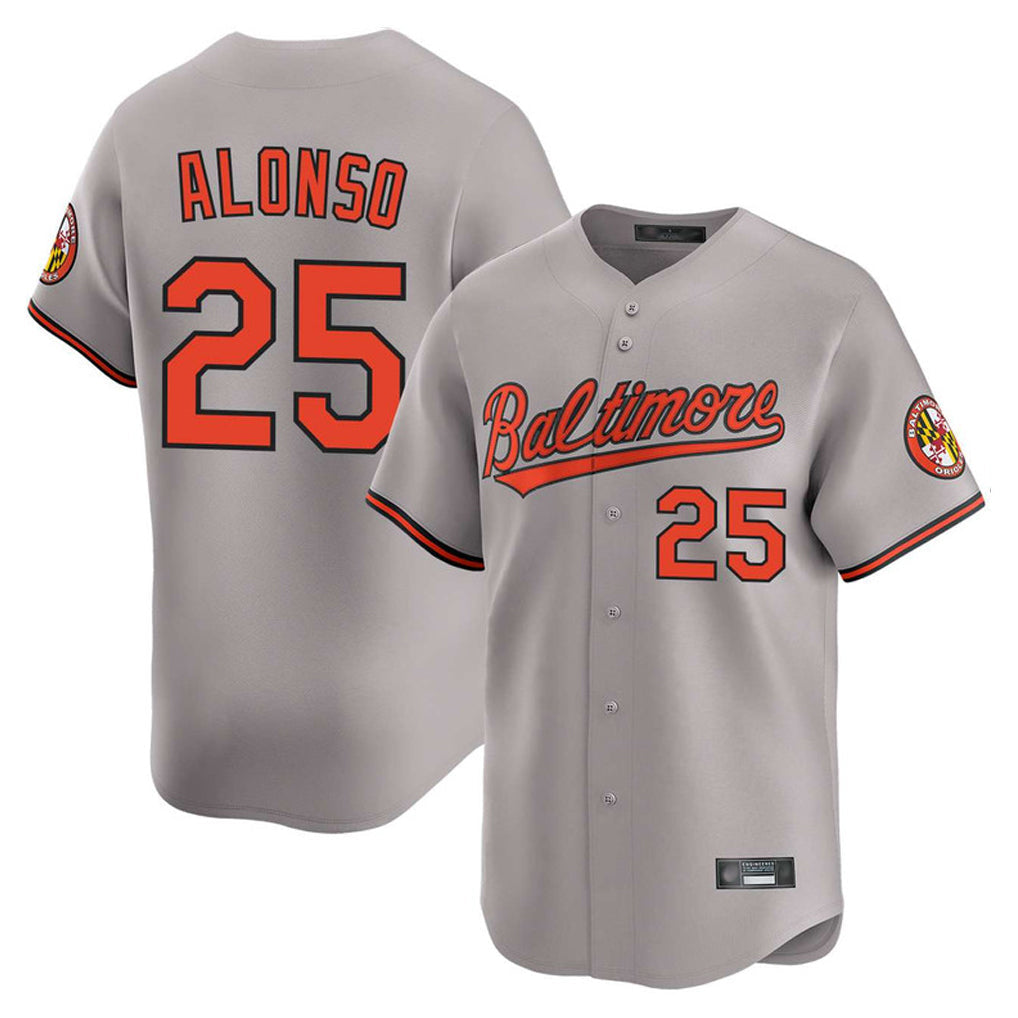 Baltimore Orioles #25 Pete Alonso Player Gray Limited Home Game Stitched Baseball Jersey
