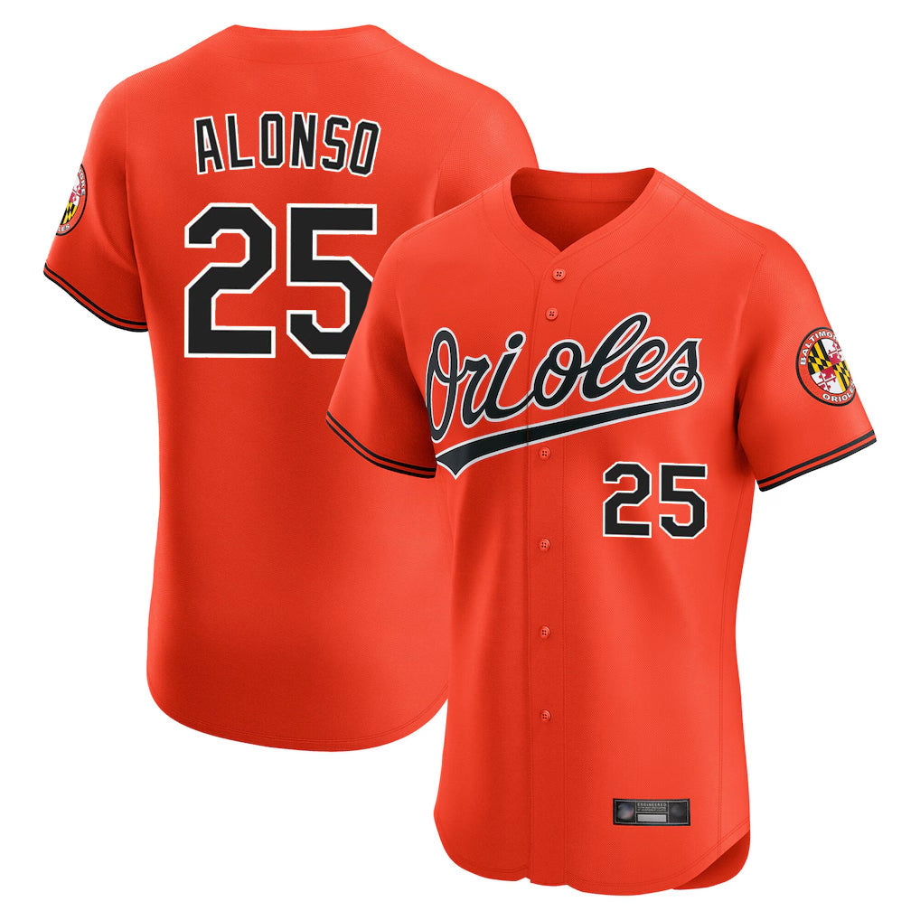 Baltimore Orioles #25 Pete Alonso Player Orange Limited Elite Home Game Stitched Baseball Jersey