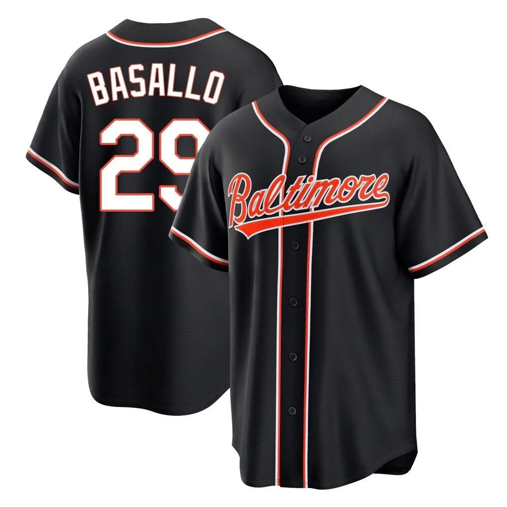 Baltimore Orioles #29 Samuel Basallo Player Black Out Home Game Stitched Baseball Jersey