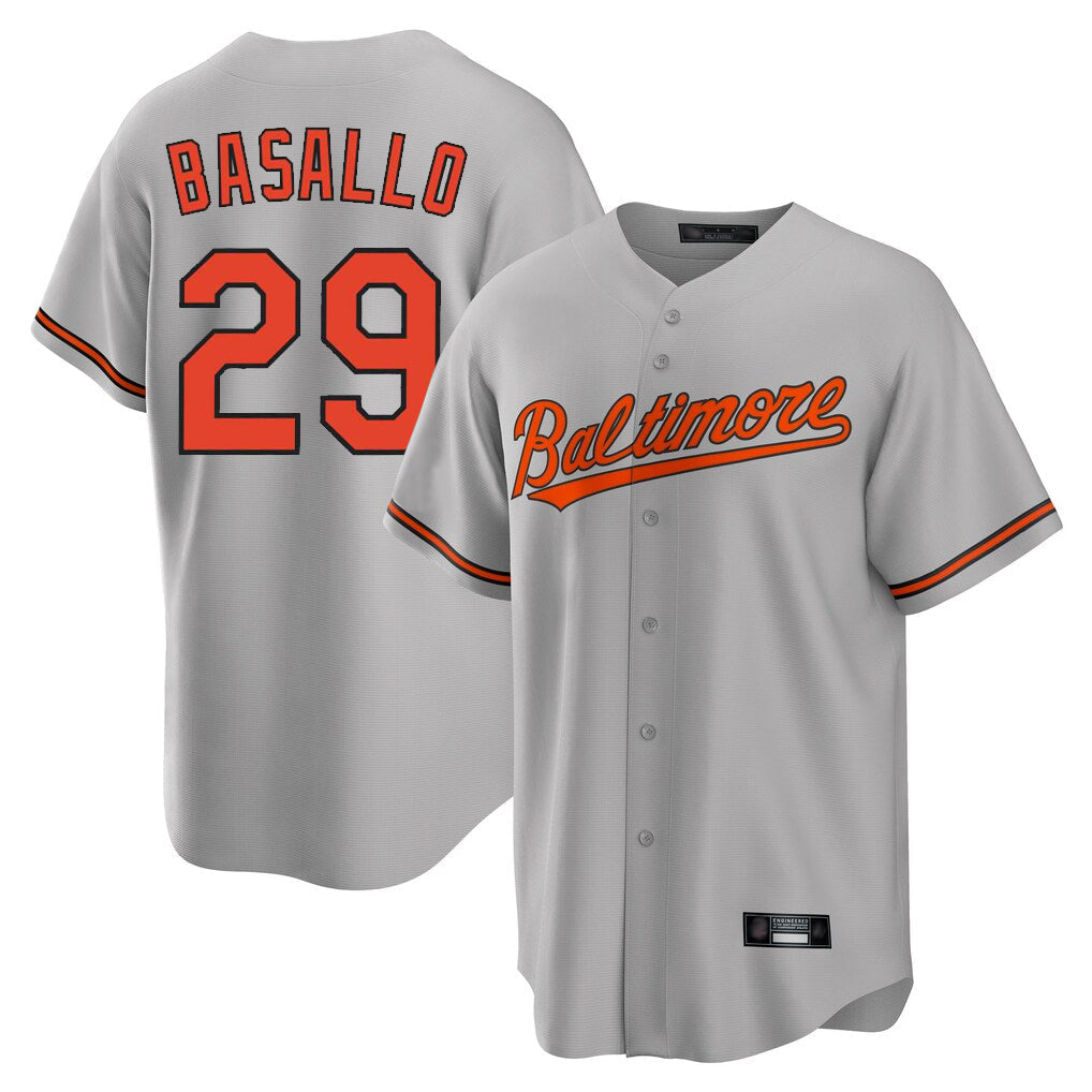 Baltimore Orioles #29 Samuel Basallo Player Gray Home Game Stitched Baseball Jersey