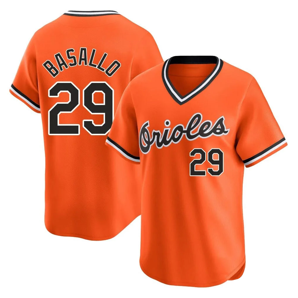 Baltimore Orioles #29 Samuel Basallo Player Orange T-shirt Limited Home Game Stitched Baseball Jersey