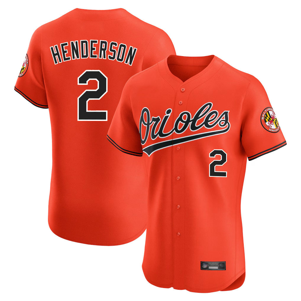 Baltimore Orioles #2 Gunnar Henderson Player Orange Limited Elite Home Game Stitched Baseball Jersey