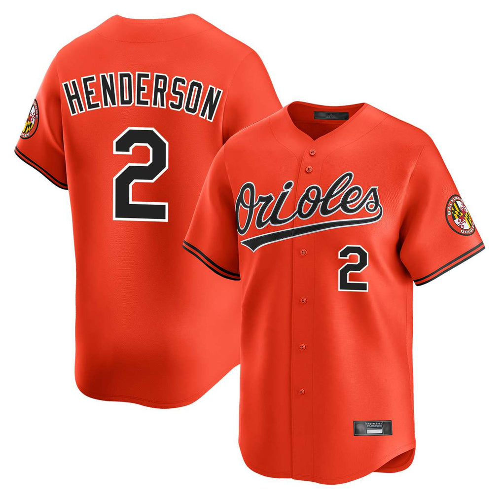 Baltimore Orioles #2 Gunnar Henderson Player Orange Limited Home Game Stitched Baseball Jersey