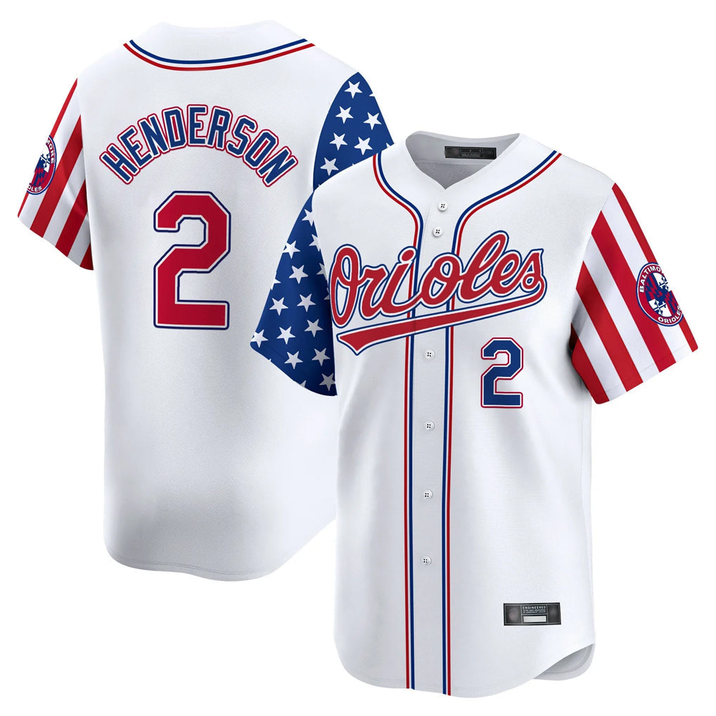 Baltimore Orioles #2 Gunnar Henderson Player White Independence Day Vapor Premier Home Game Stitched Baseball Jersey