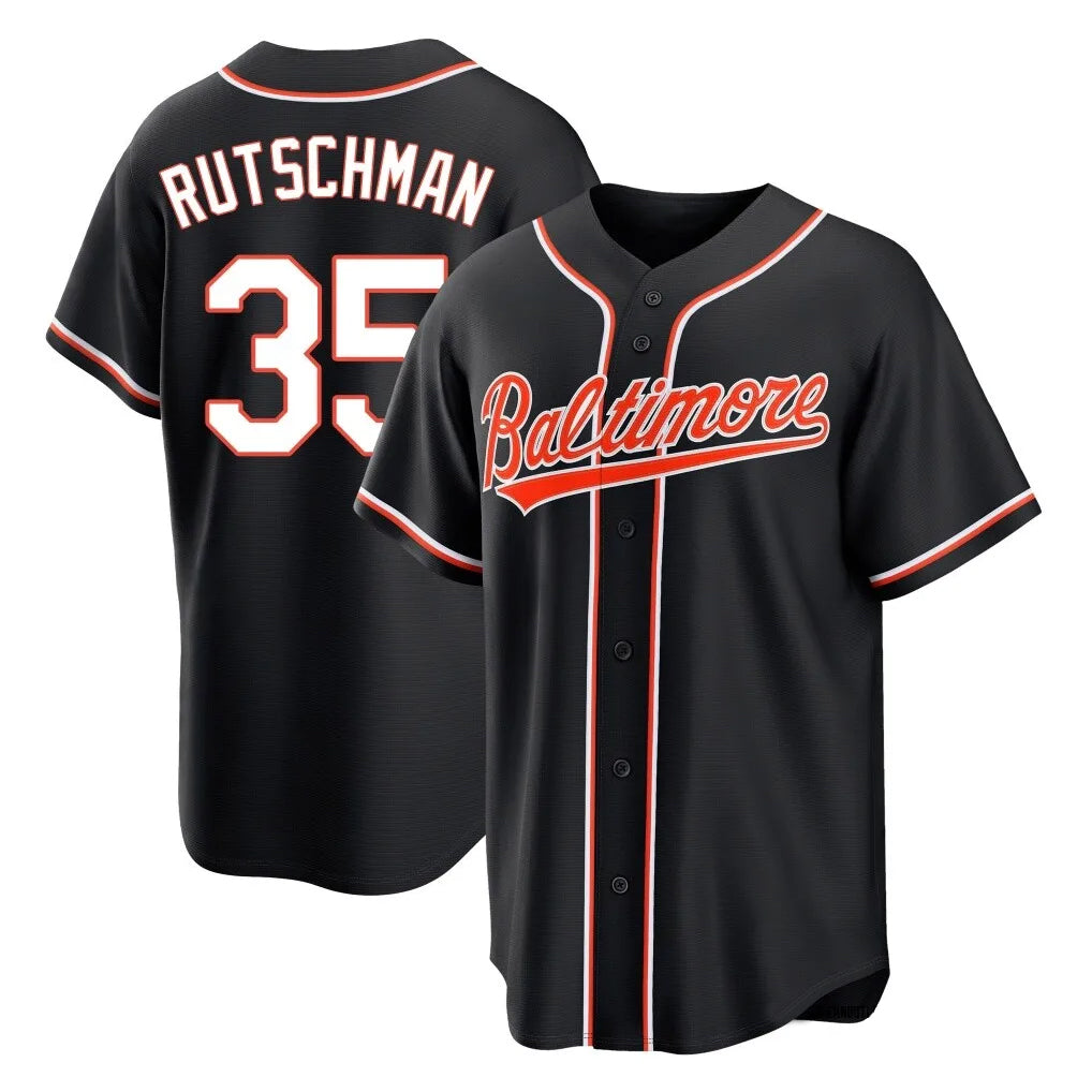Baltimore Orioles #35 Adley Rutschman Player Black Out Home Game Stitched Baseball Jersey