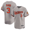 Baltimore Orioles #3 Taylor Ward Player Gray Limited Home Game Stitched Baseball Jersey